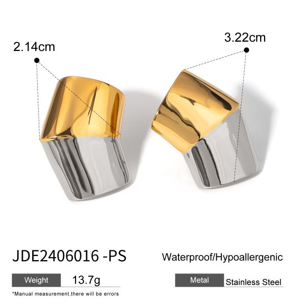 1 pair simple style geometric titanium steel  gold color women's stud earrings