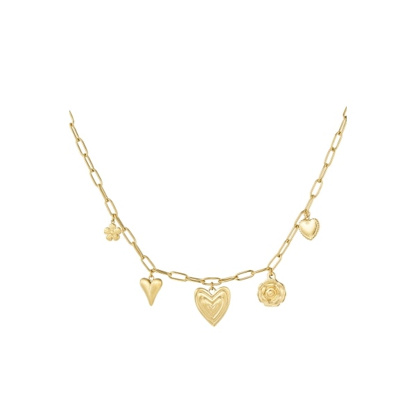 Heartfelt charms necklace - gold color