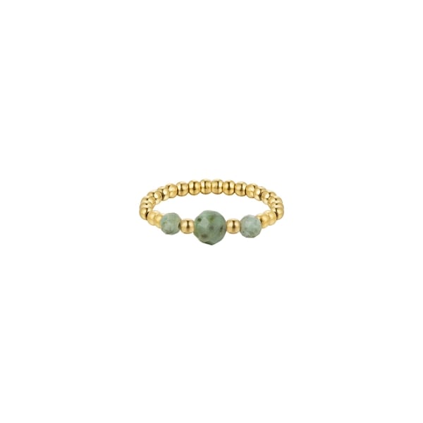 Anello perline piccole - collezione pietre naturali - oro/nero green &amp; gold stone one size