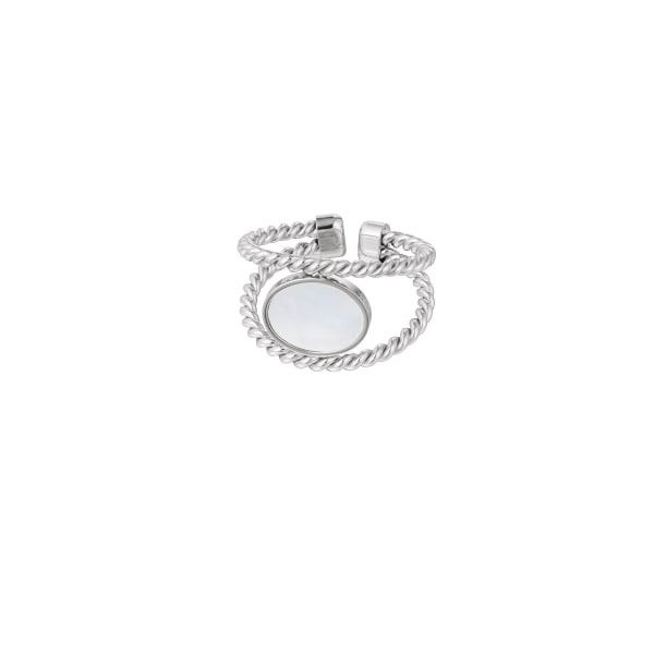 Ring twisted with seashell - silver color