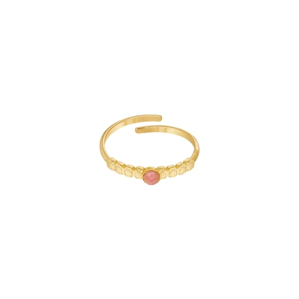 Ring round stone with print - pink