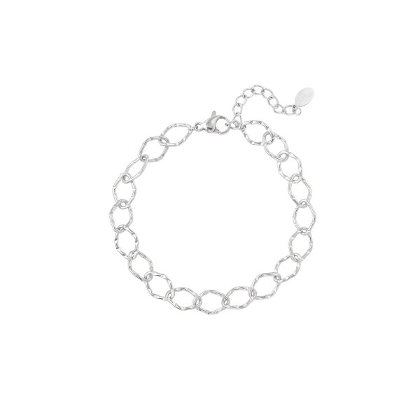 Bracelet round links - silver stainless steel