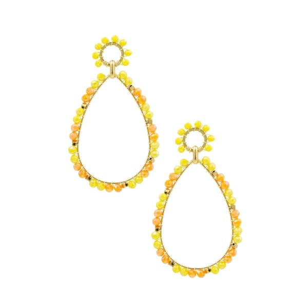 Earrings drop pendant with beads yellow - orange