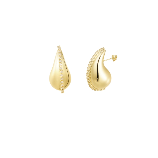 Drop earring with stones - gold color