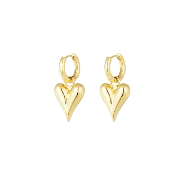 Earrings with heart pendants medium - gold color