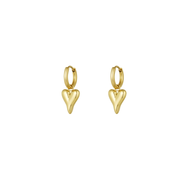 Stainless steel heart shaped earrings - gold color