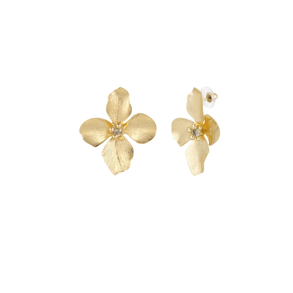 Tropical flower earrings - gold color