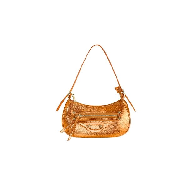 Metallic handbag orange pu