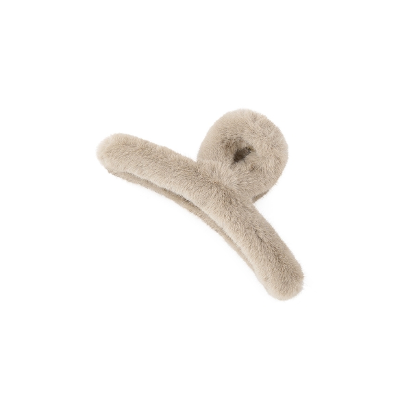 Faux fur hair clip - beige