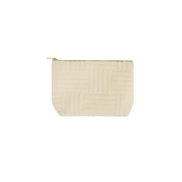 Lightweight jacquard travel makeup bag - beige