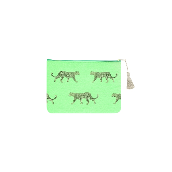 Leopard make-up bag - green