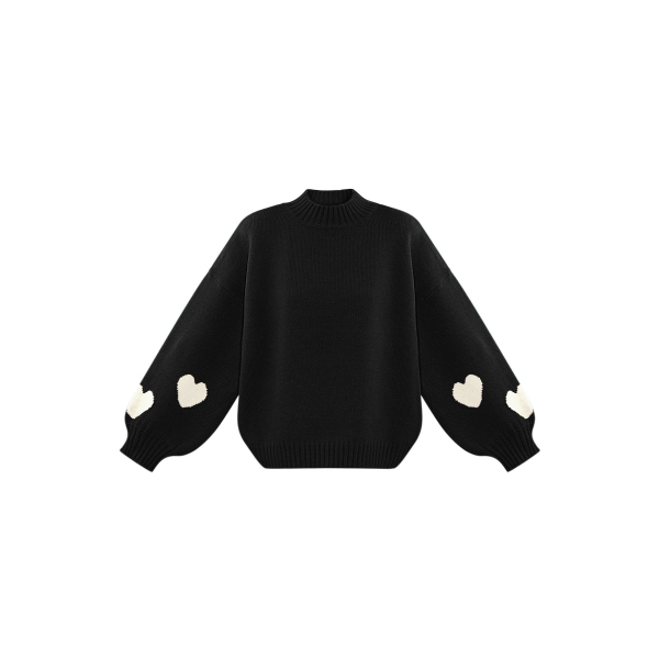 Comfort heart knit sweater - black