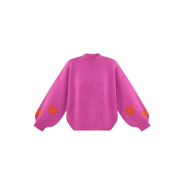 Comfort heart knit sweater - fuchsia