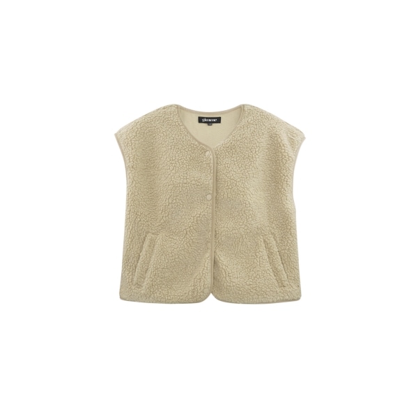 Fluffy teddy vest - beige