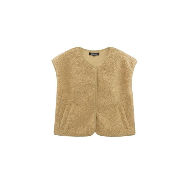 Gilet en peluche moelleux - camel