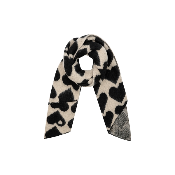 Heart winter scarf - black beige