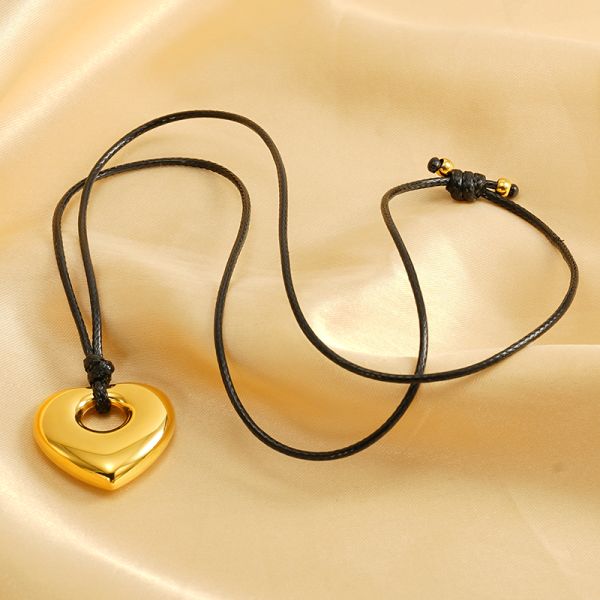 1 piece simple series classic heart stainless steel 18k gold color plated women's pendant necklaces