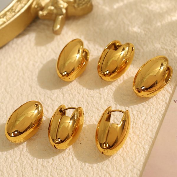 1 pair simple series simple solid color stainless steel 18k gold plated women's drop earrings