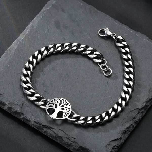 1 piece simple series casual plant stainless steel men's bracelets