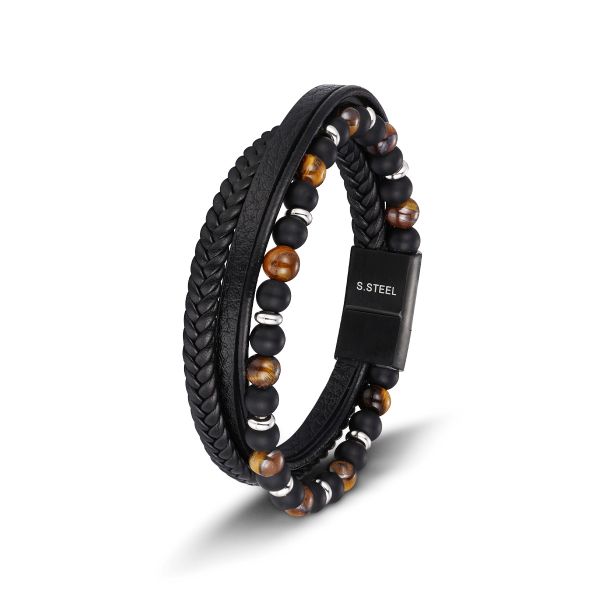 1 piece ethnic series retro beads leather men's bracelets