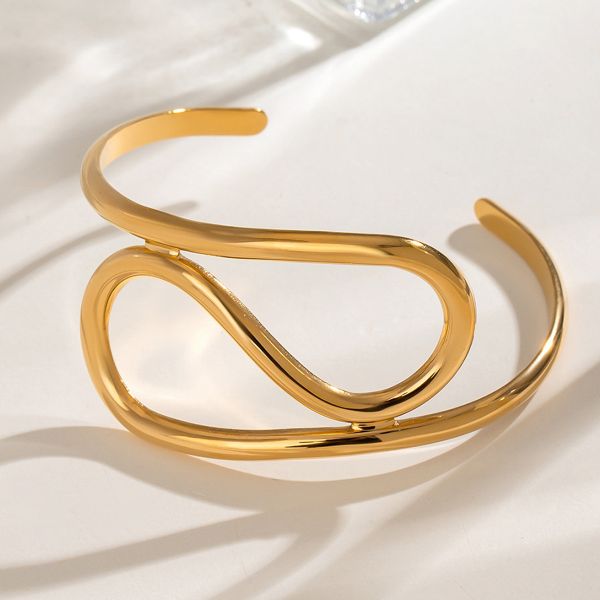 1 piece simple series simple annular stainless steel  gold color women's bangles