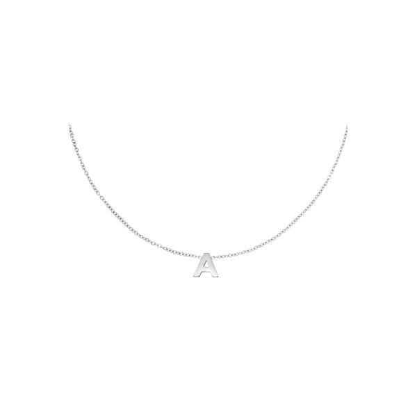 Stainless steel necklace initial a silver color