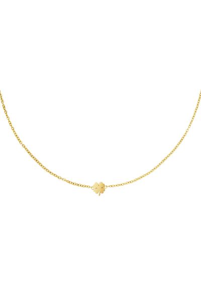 Stainless steel necklace clover gold color