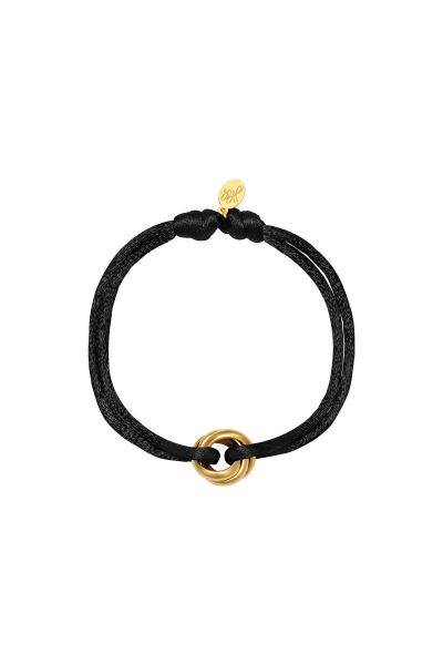 Bracelet satin knot black &amp; gold stainless steel