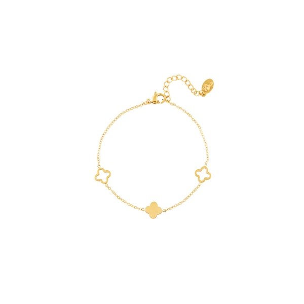 Bracelet clovers gold color stainless steel