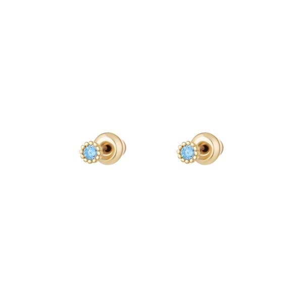 Ear studs zircon - sparkle collection blue &amp; gold color copper