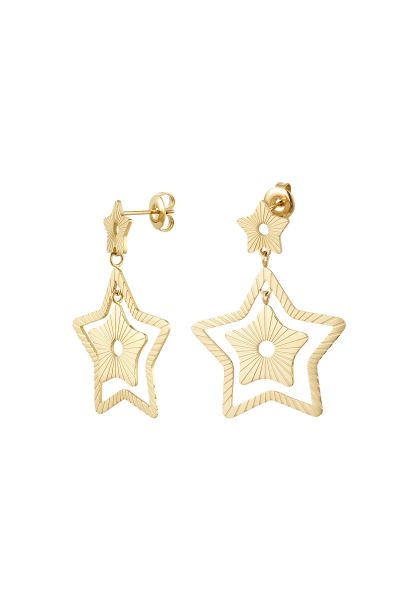 Earrings two stars gold color stainless steel