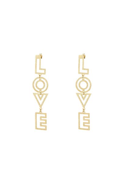 Love earrings with pattern gold color stainless steel