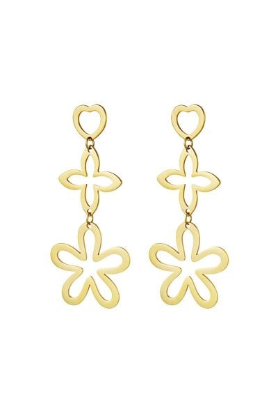 Boucles d'oreilles tendance trois breloques acier inoxydable