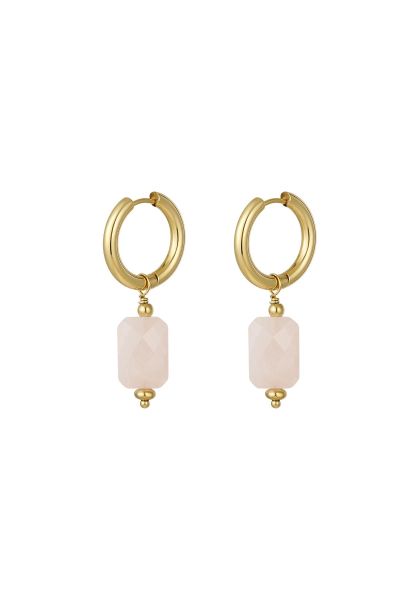 Orecchini con pendente rettangolare pink &amp; gold stainless steel