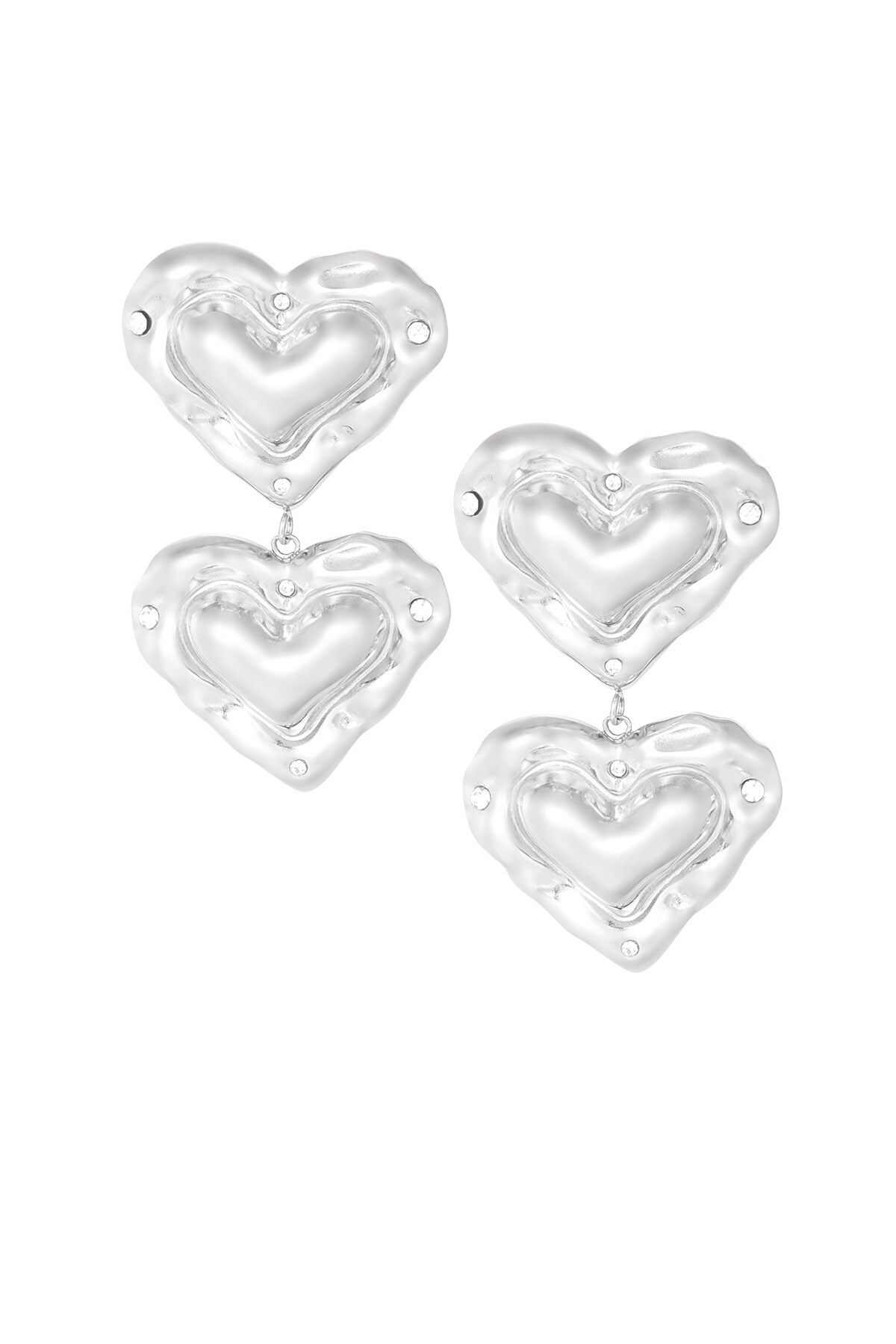 Bubbly hearts earrings - Silver color 