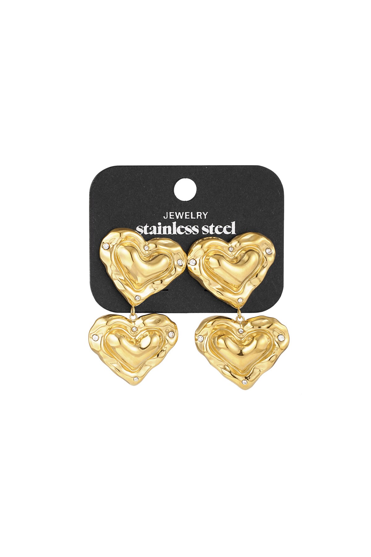 Bubbly hearts earrings - Gold color h5 Picture3