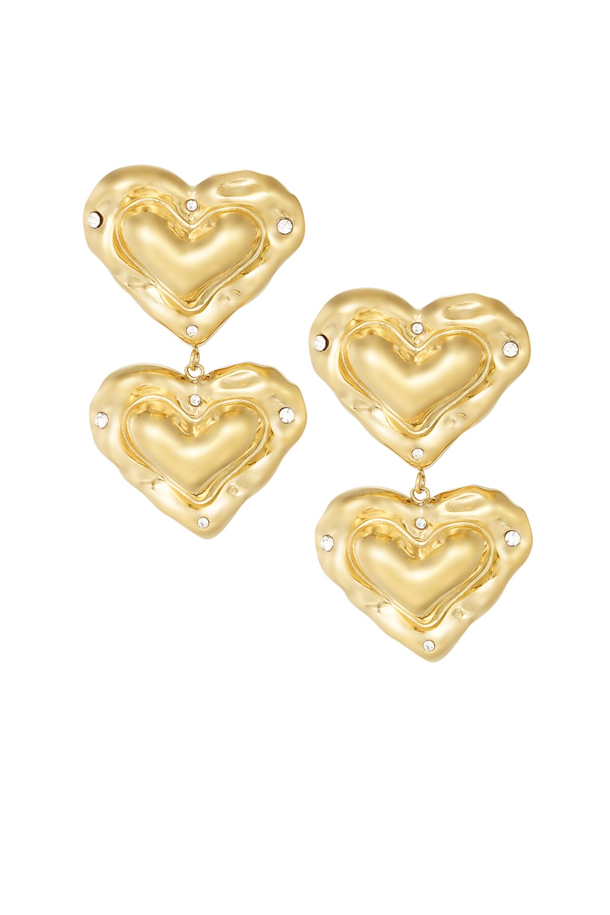 Bubbly hearts earrings - Gold color h5 