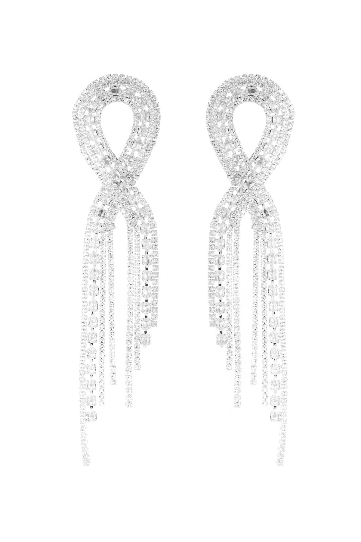 Glimmering ribbon earrings - Silver color h5 