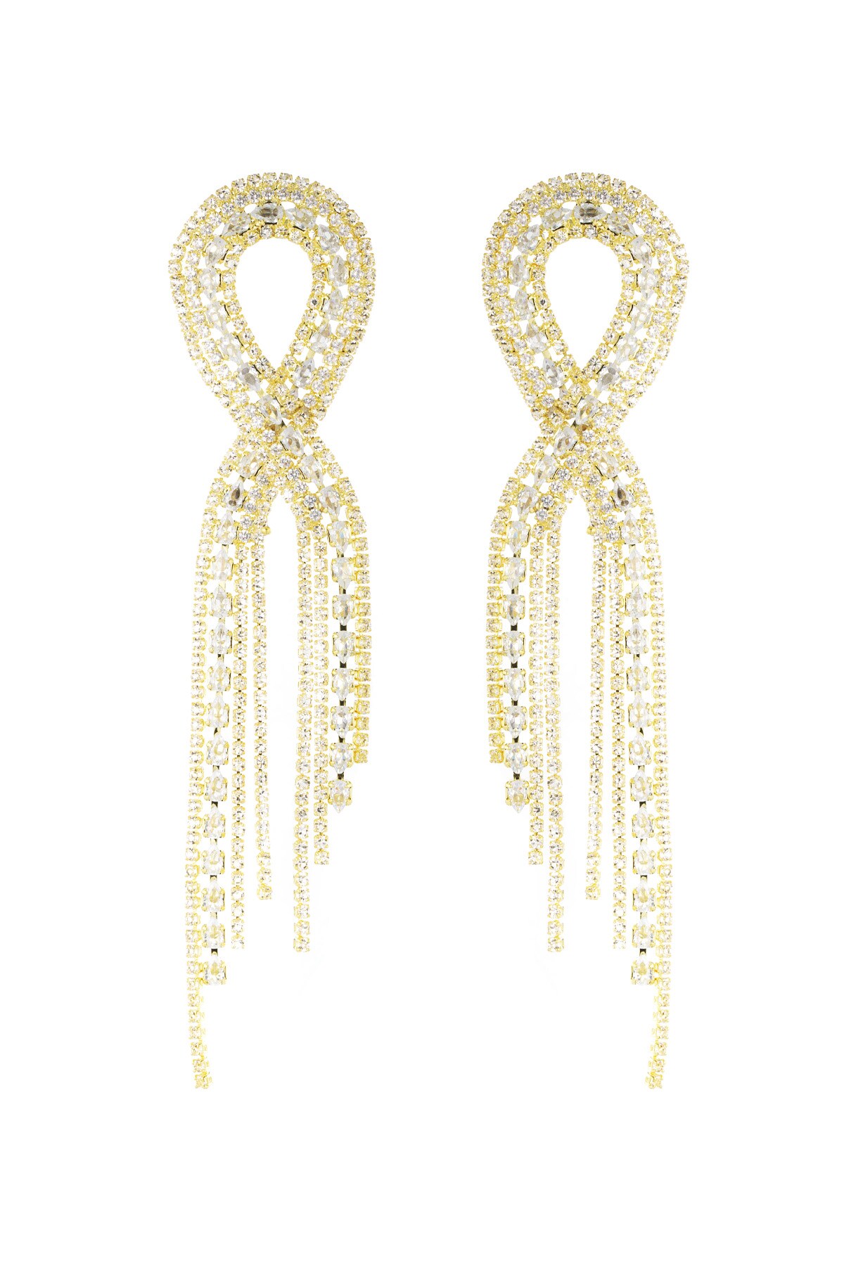 Glimmering ribbon earrings - Gold color h5 