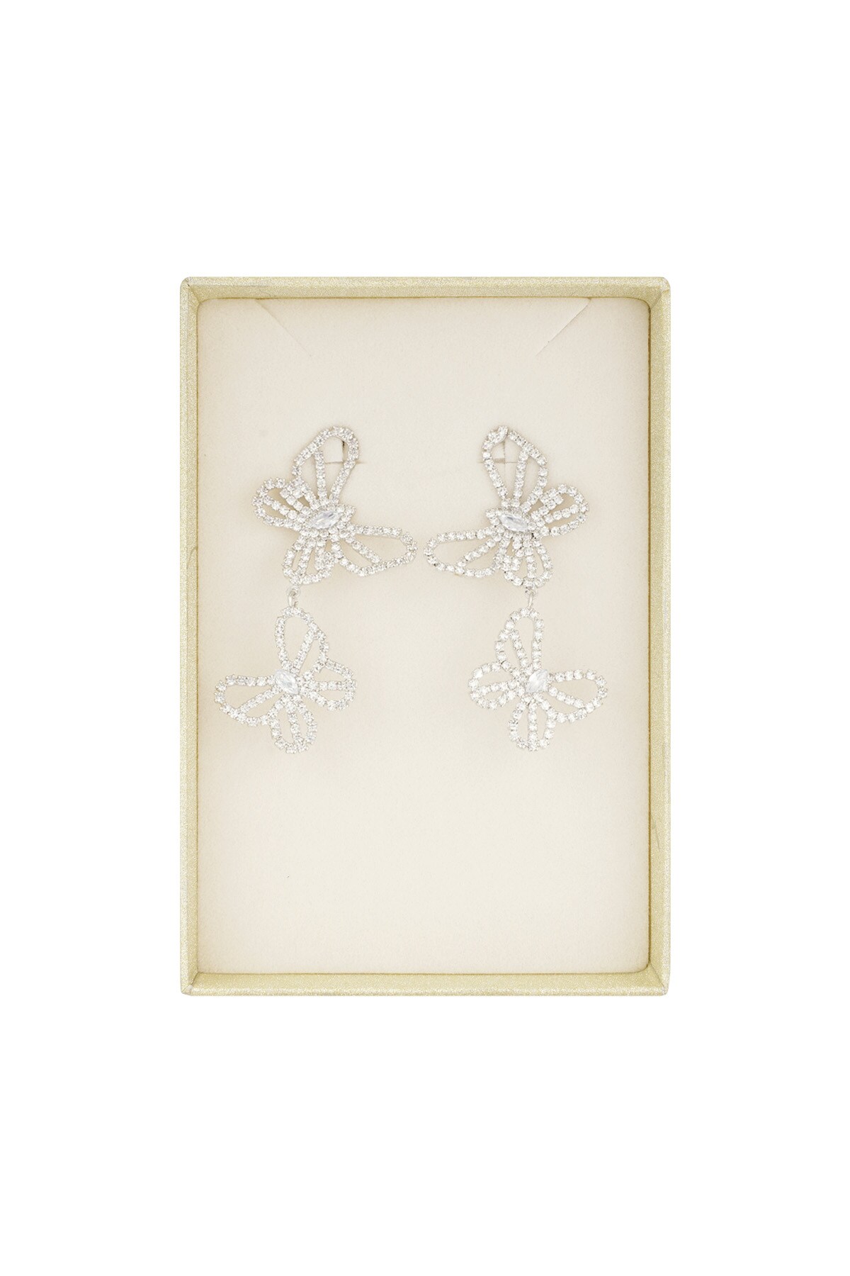 Butterfly sparkle earrings - Silver color h5 