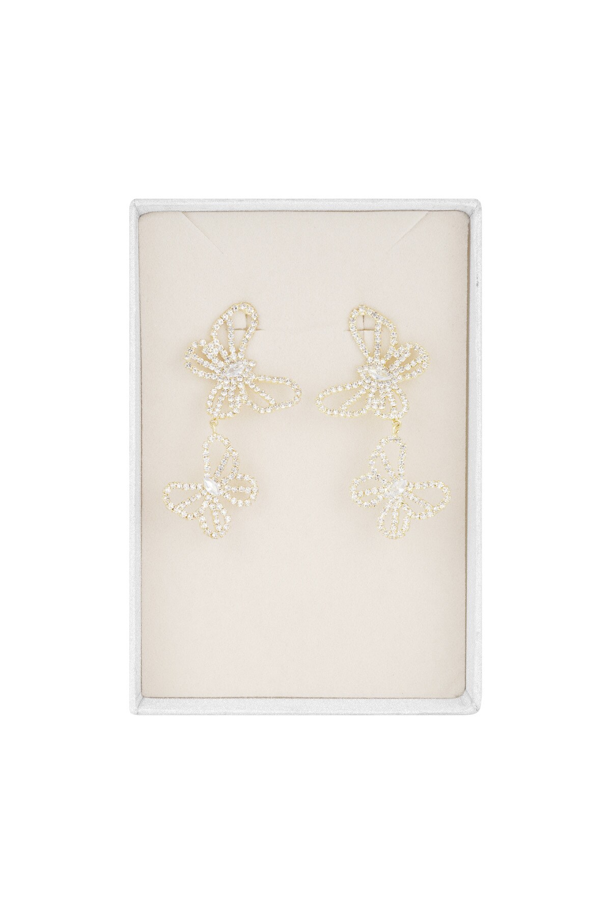 Butterfly sparkle earrings - Gold color h5 