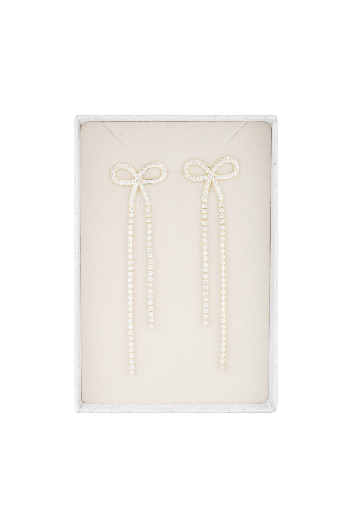 Dazzling ribbon earrings - Gold color h5 