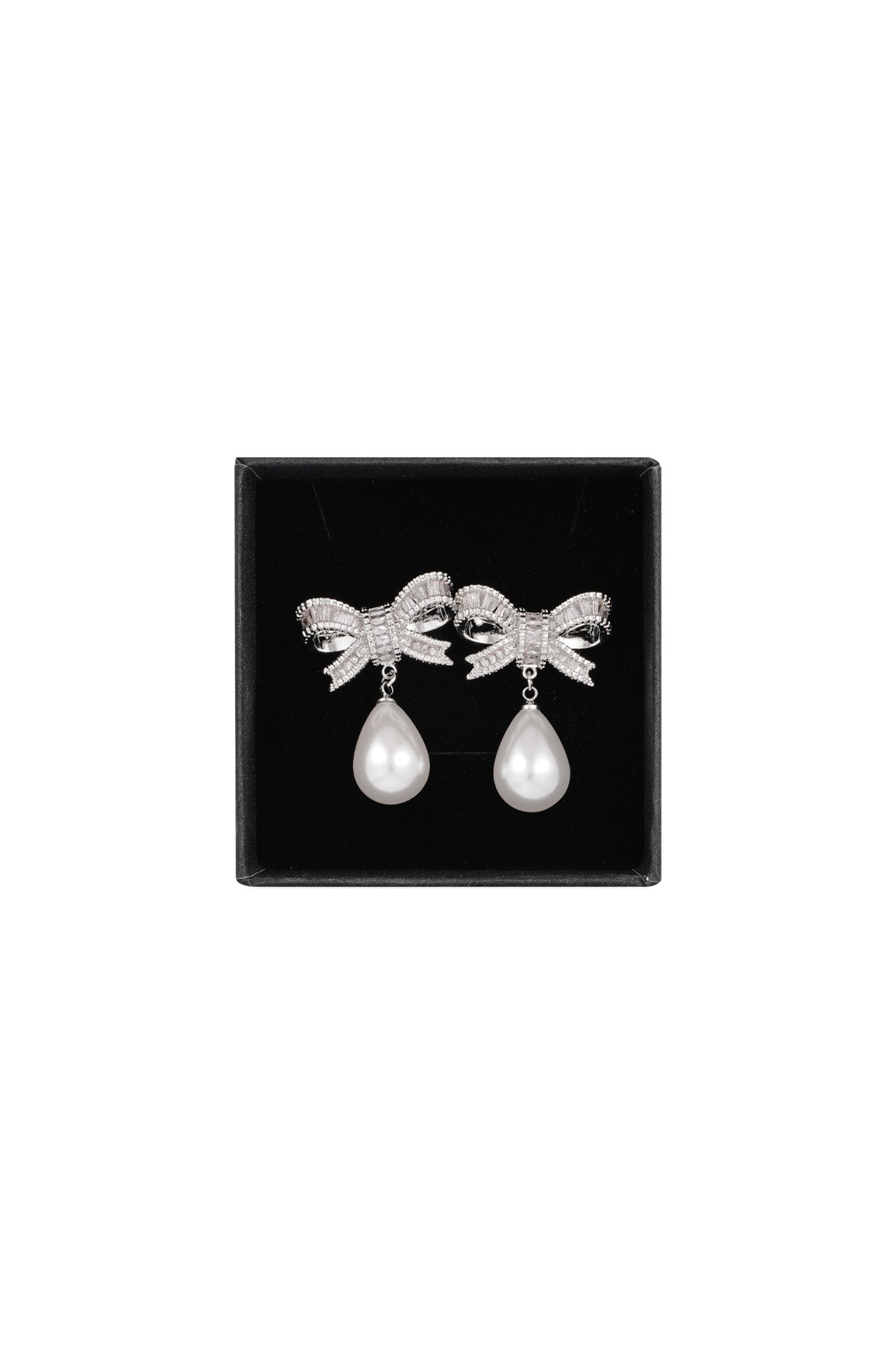 Classic bow & pearl earrings - Silver color h5 