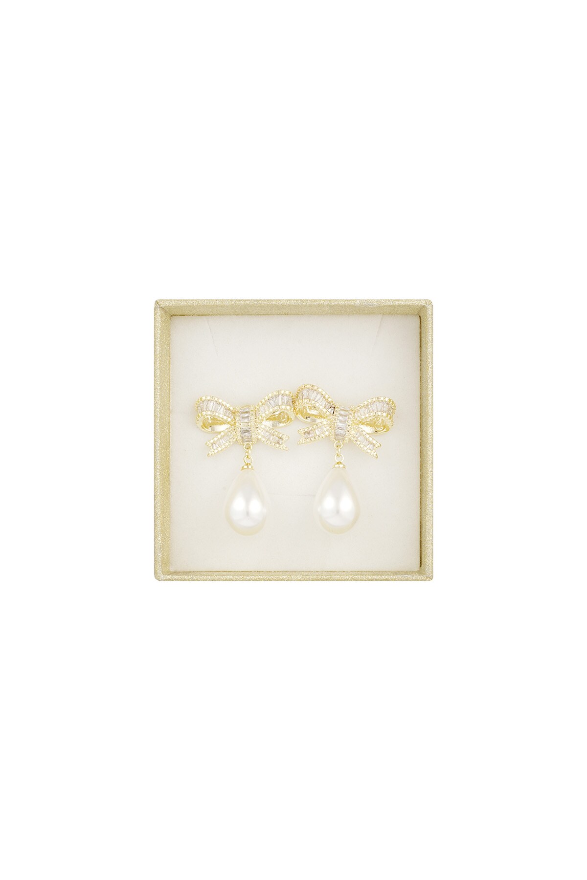 Classic bow & pearl earrings - Gold color h5 