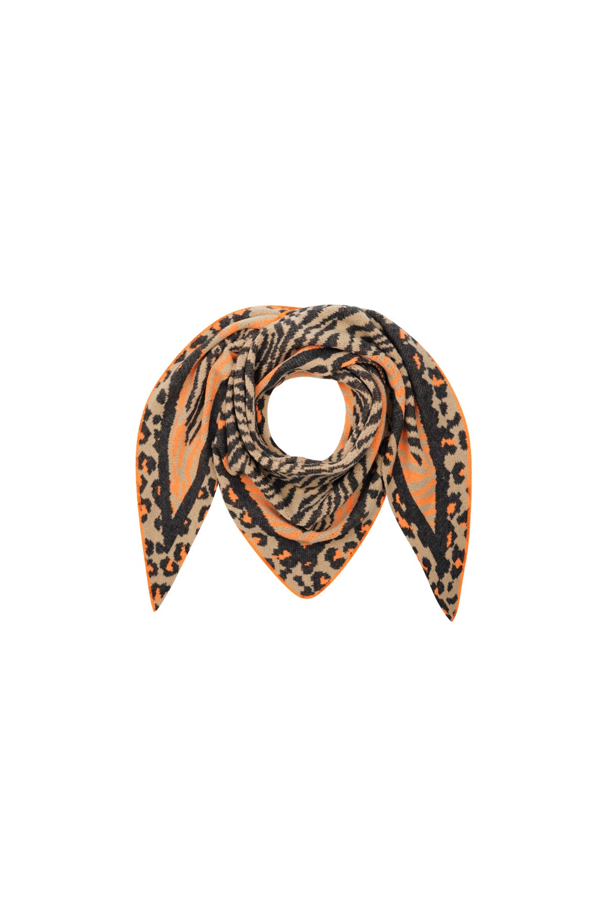 Leopard Print Scarf - Orange & Brown 