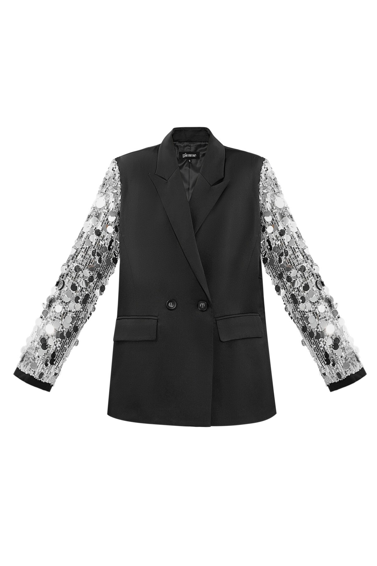 Sequin statement blazer - black silver h5 