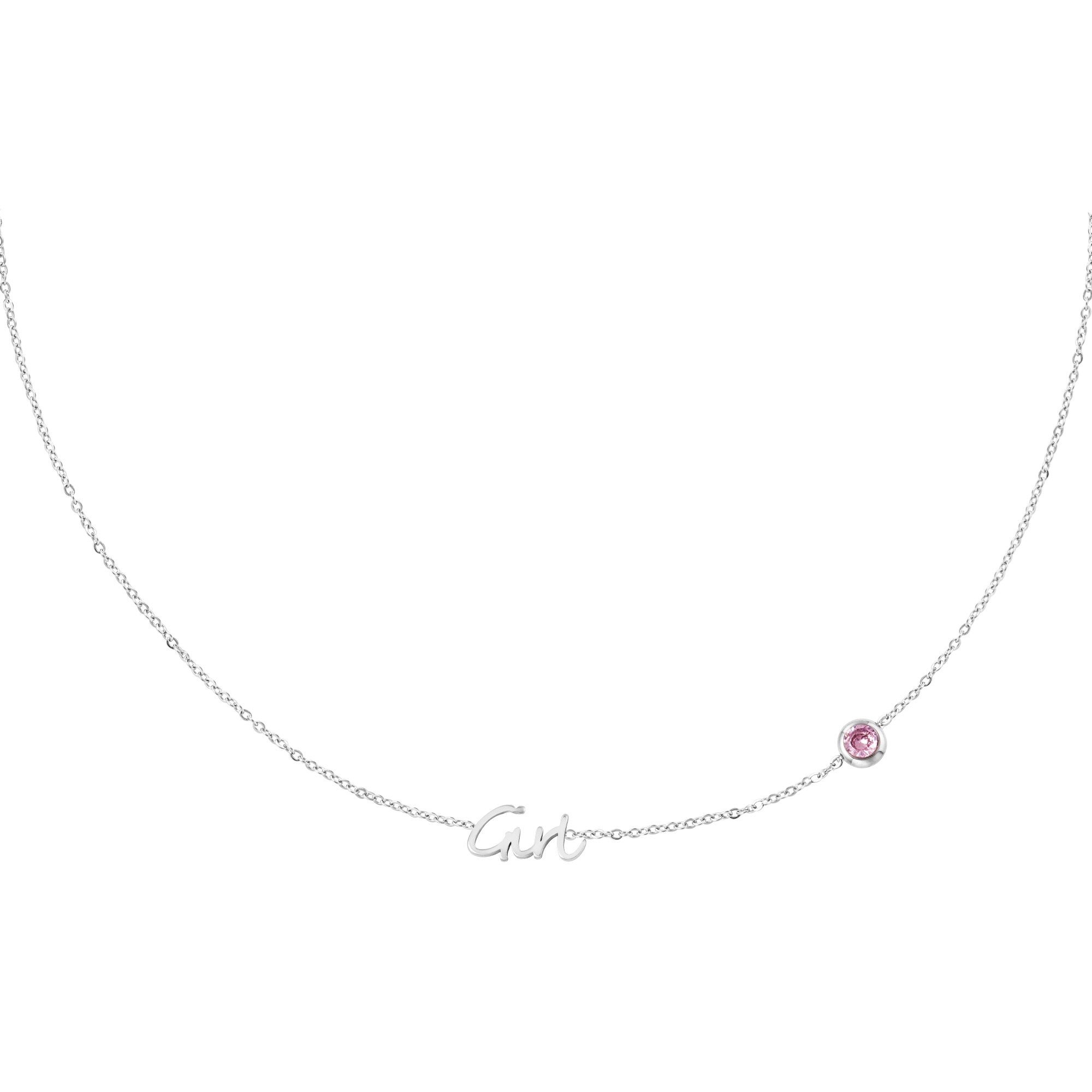 Collar de piedra natal para niña en plata h5 