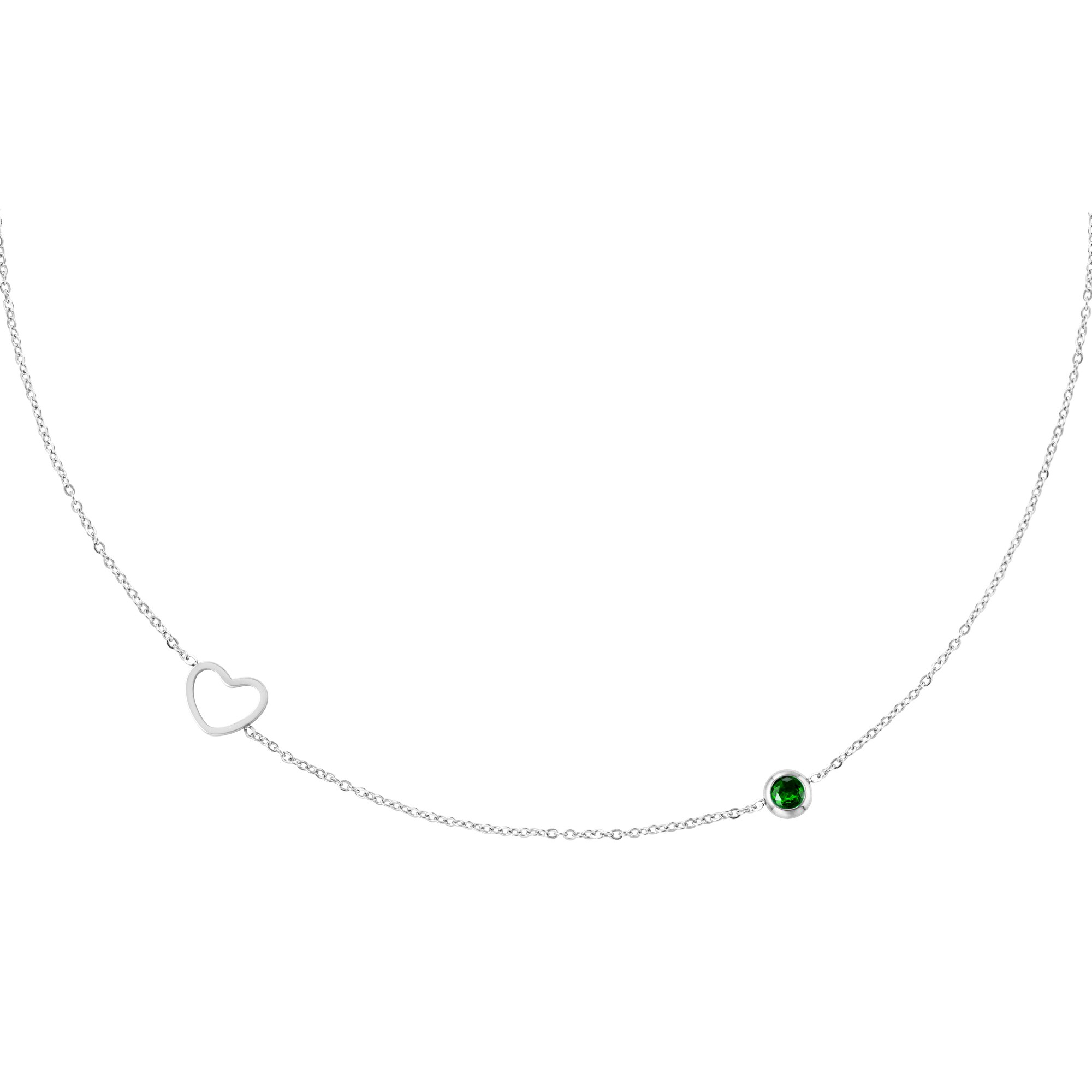 Green / Birthstone necklace January silver Picture9