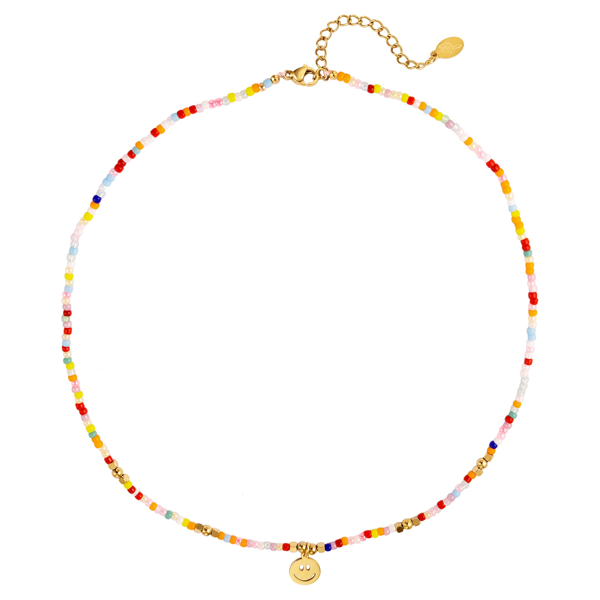 Colorful beaded necklace with smiley h5 