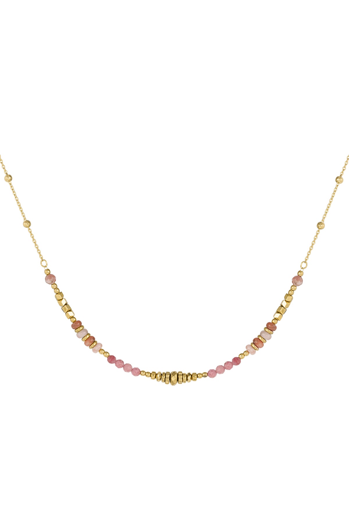 Collier perles colorées - rose/doré Acier Inoxydable h5 